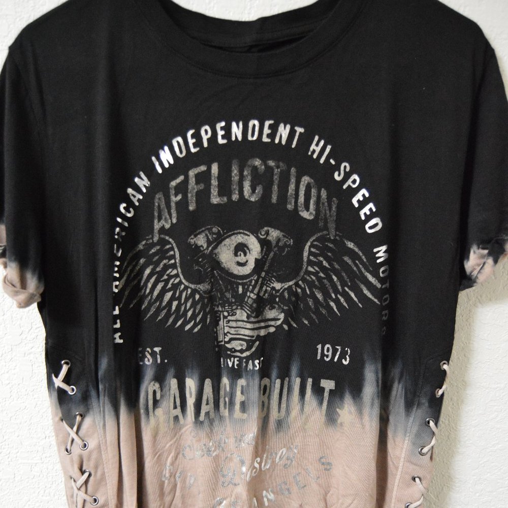 Affliction Black and Tan Tee Medium
